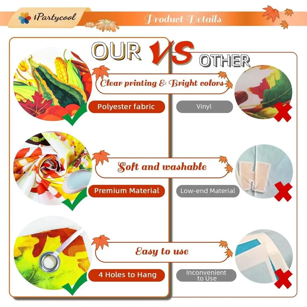 Premium Thanksgiving Backdrop Banner, Large 72x44in
